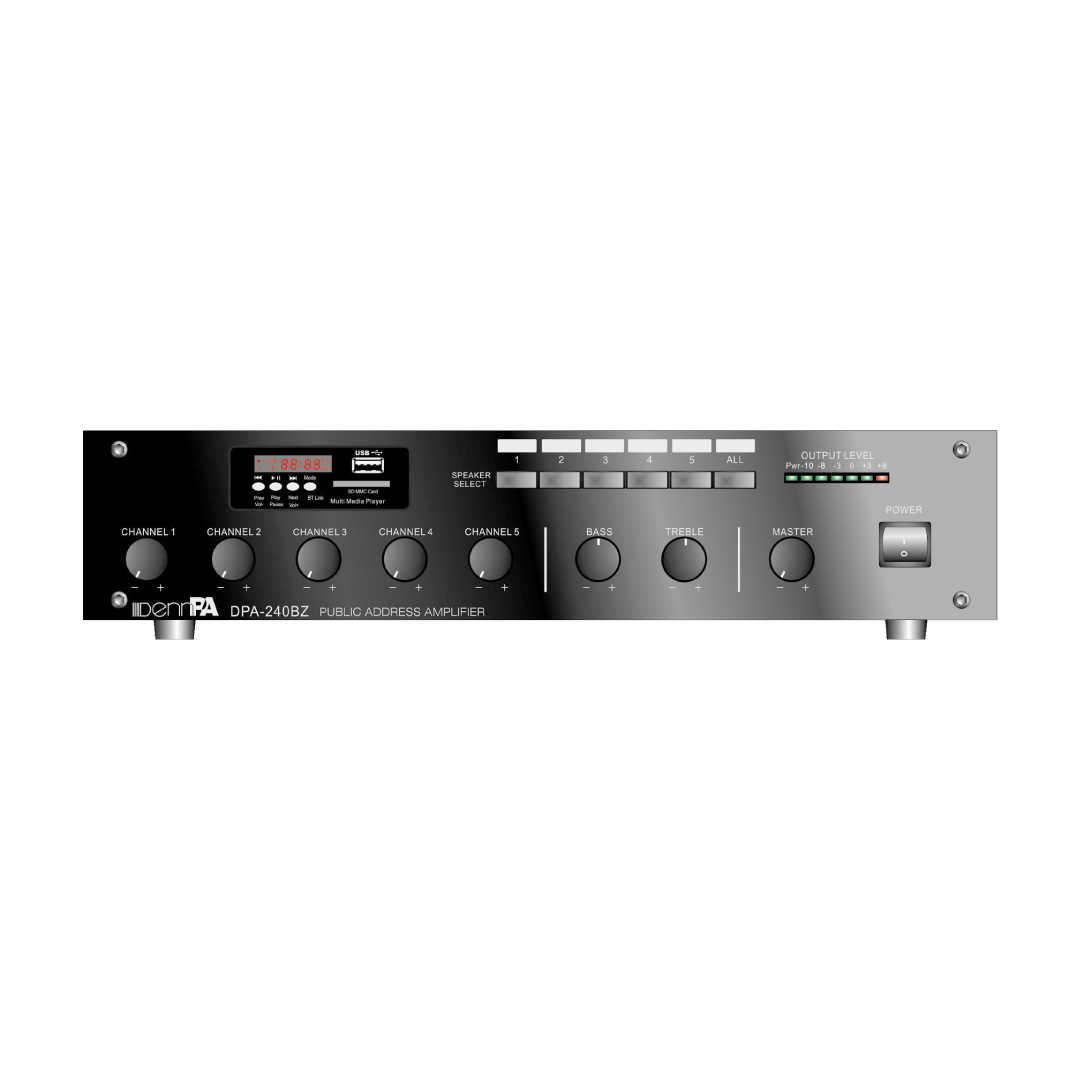 Public Address 5-Zone Selector Amplifier (Mono 100V)