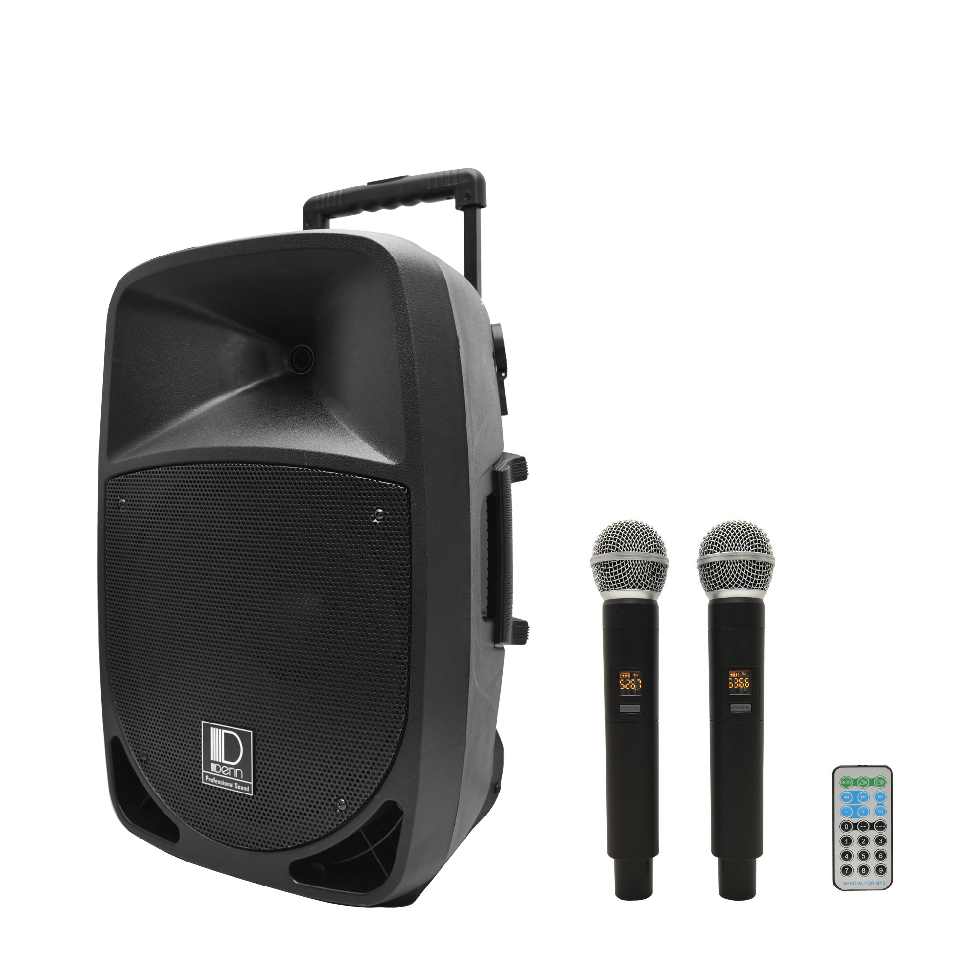12" AC/DC Portable PA System with 2 UHF Wireless Handheld Mic