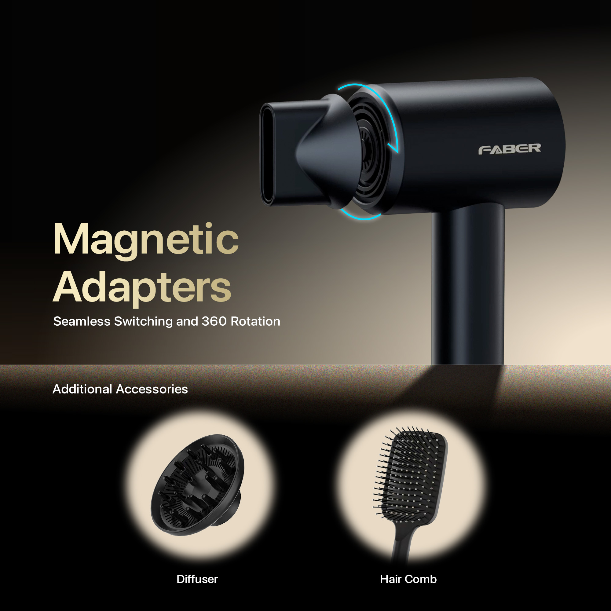 FABER HAIR DRYER FHD AURA LG1803BK [SET]