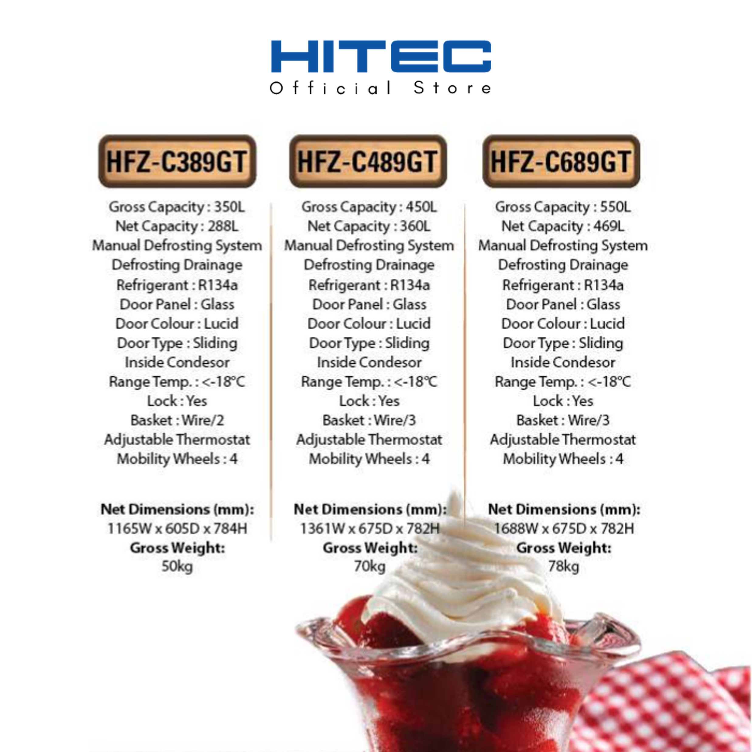 HITEC Glass Top Freezer (350L) HFZ-C389GT thumbnail 3