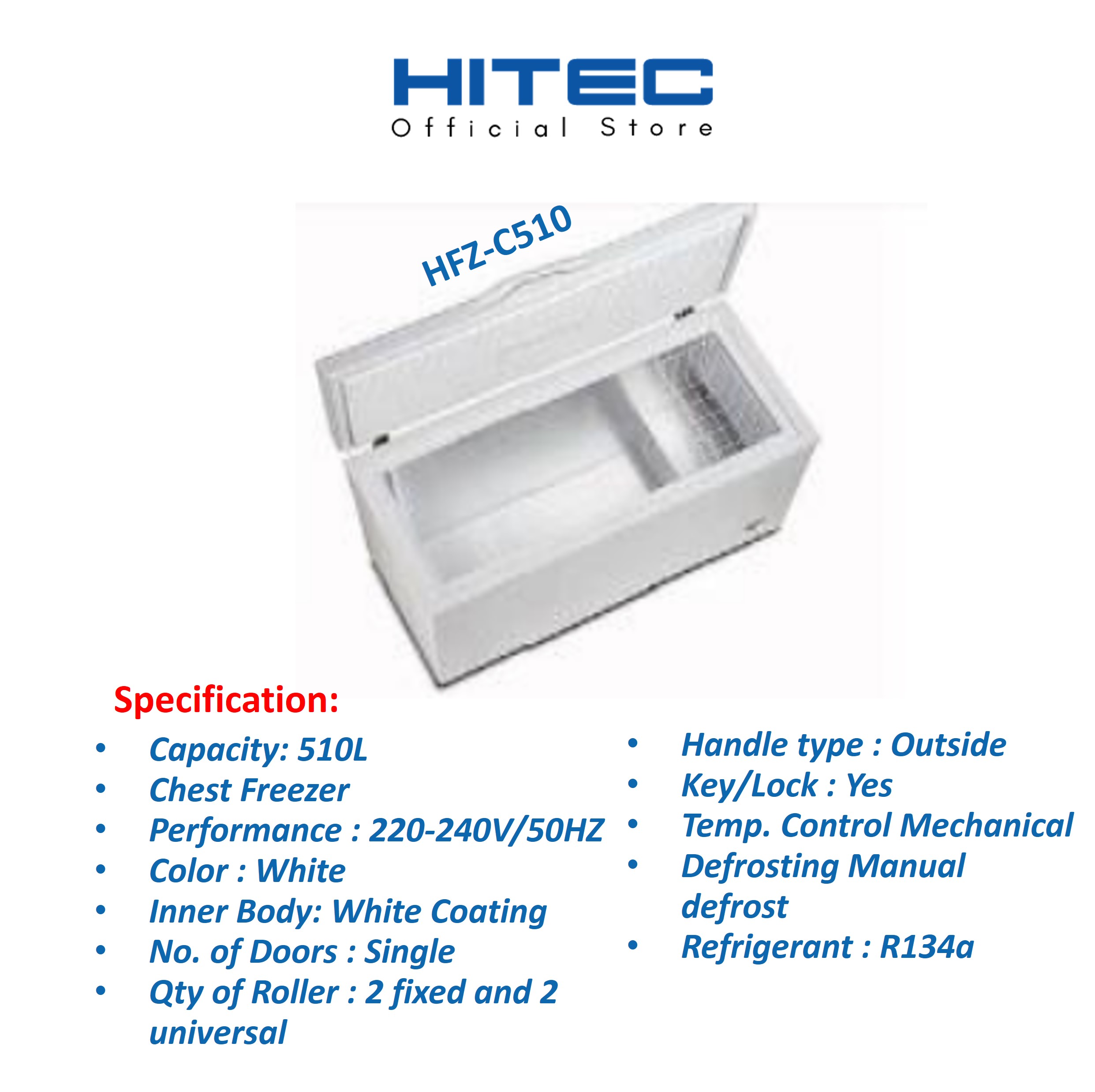 HITEC Chest Freezer 510L HFZ-C510 thumbnail 2