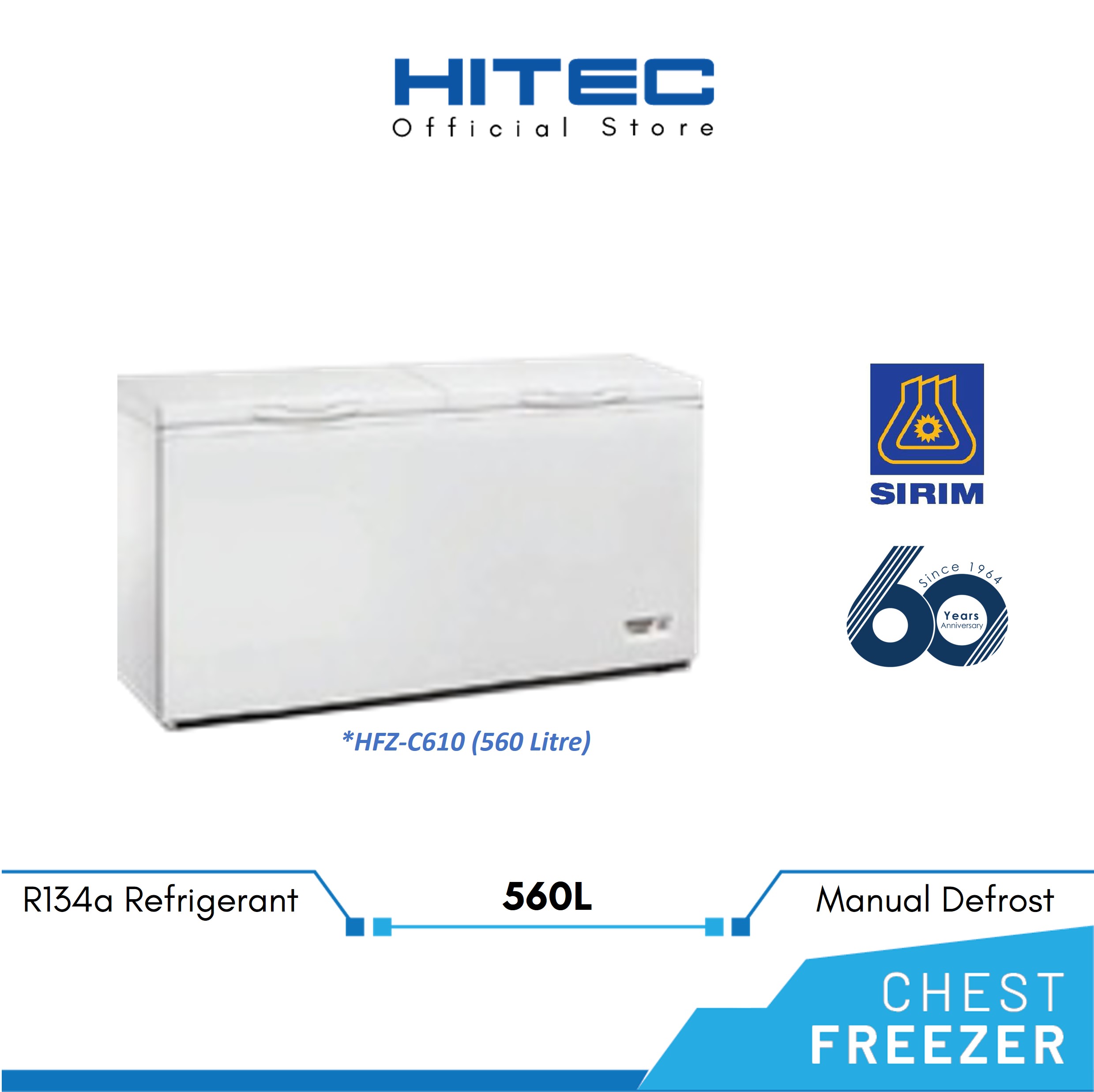 HITEC Chest Freezer (550L) with Lock & Key HFZ-C610D2