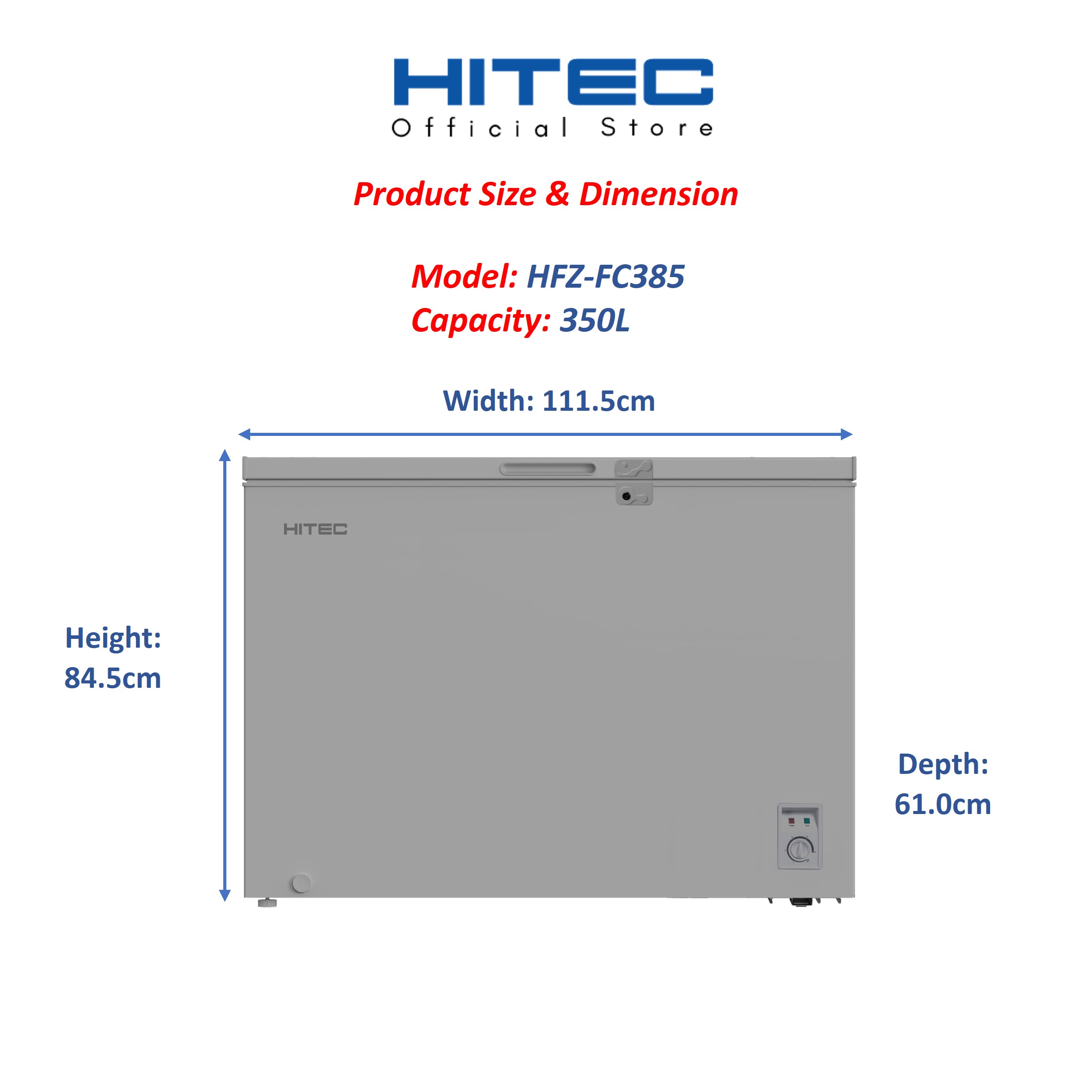 Hitec Chest Freezer Dual Cooling 350L HFZ-FC385 thumbnail 2