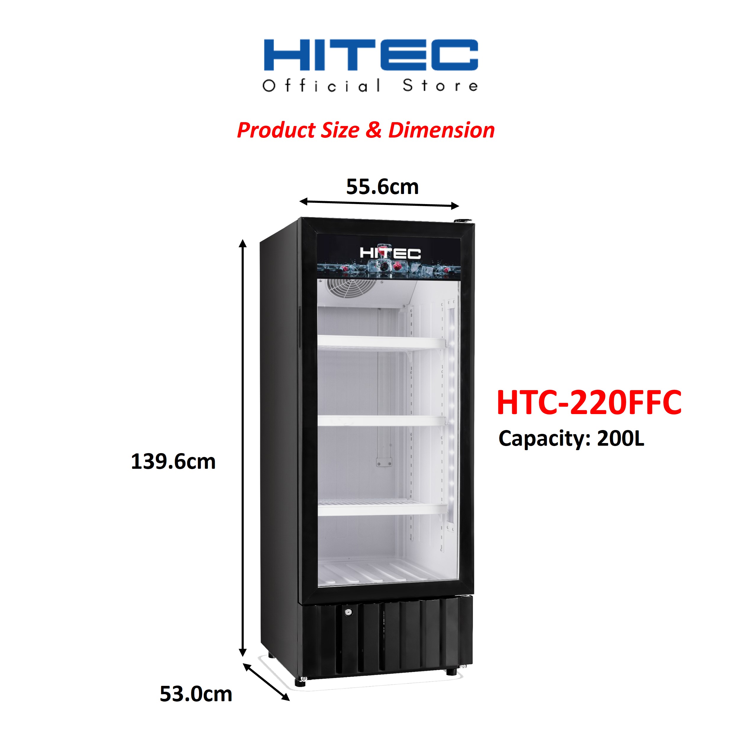 HITEC Chiller Display / Showcase 200L Frost Free HTC-220FFC thumbnail 2