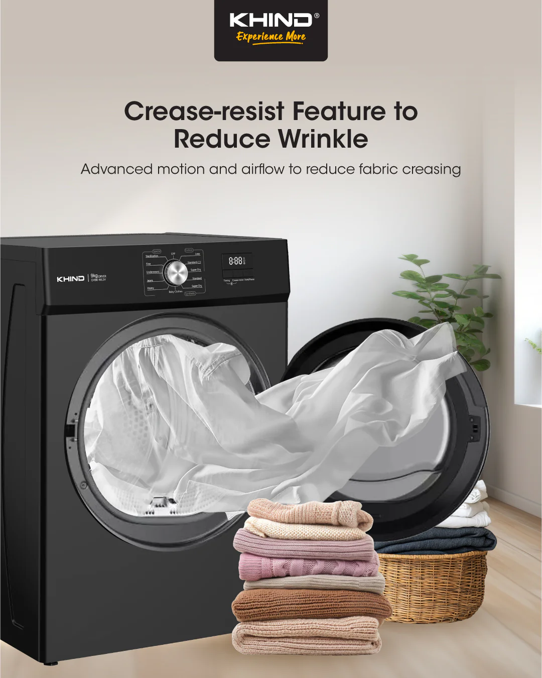 KHIND 9kg Air Vented Tumble Clothes Dryer CD919 thumbnail 4
