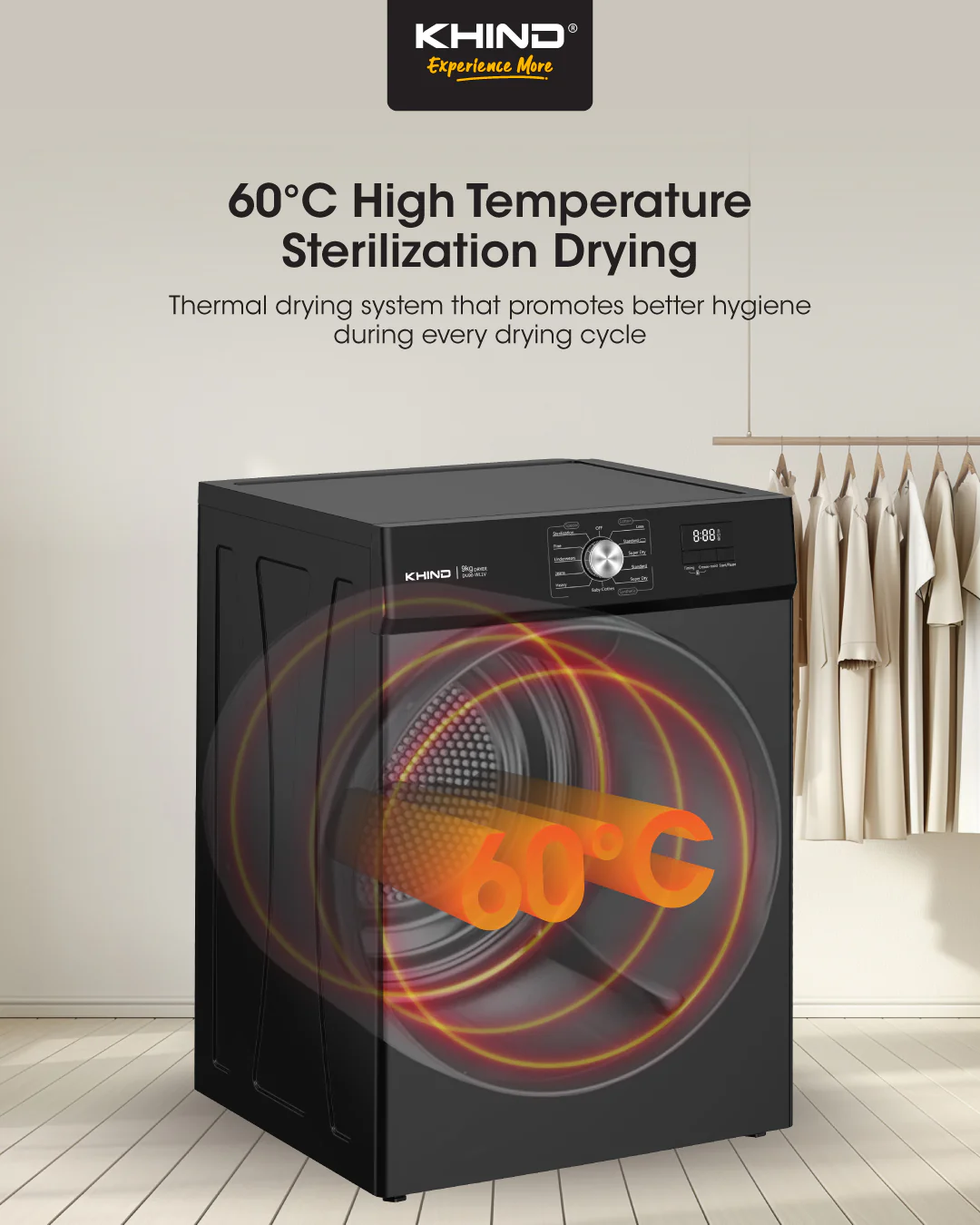 KHIND 9kg Air Vented Tumble Clothes Dryer CD919 thumbnail 5