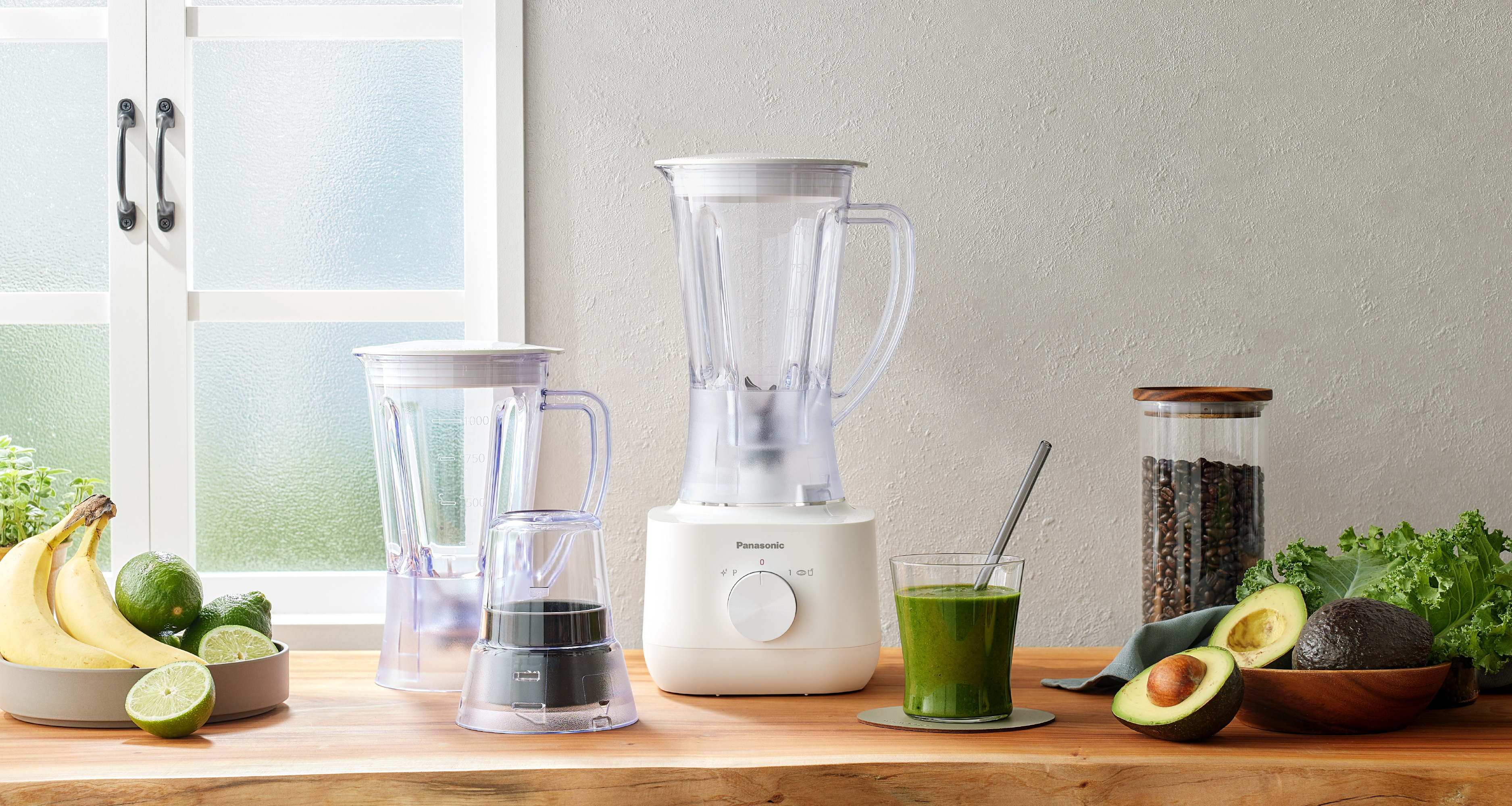 1.0L Blender MX-EP3171WSK with 2 Plastic Jugs and 1 Dry Mill for Juice, Smoothies, Soup and Spices