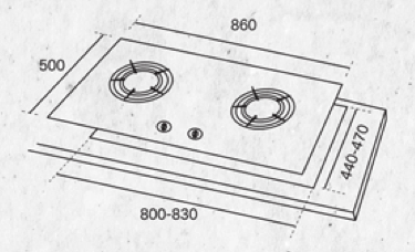 RUBINE RGH-FASCO+2B-86BL Gas Hob thumbnail 2