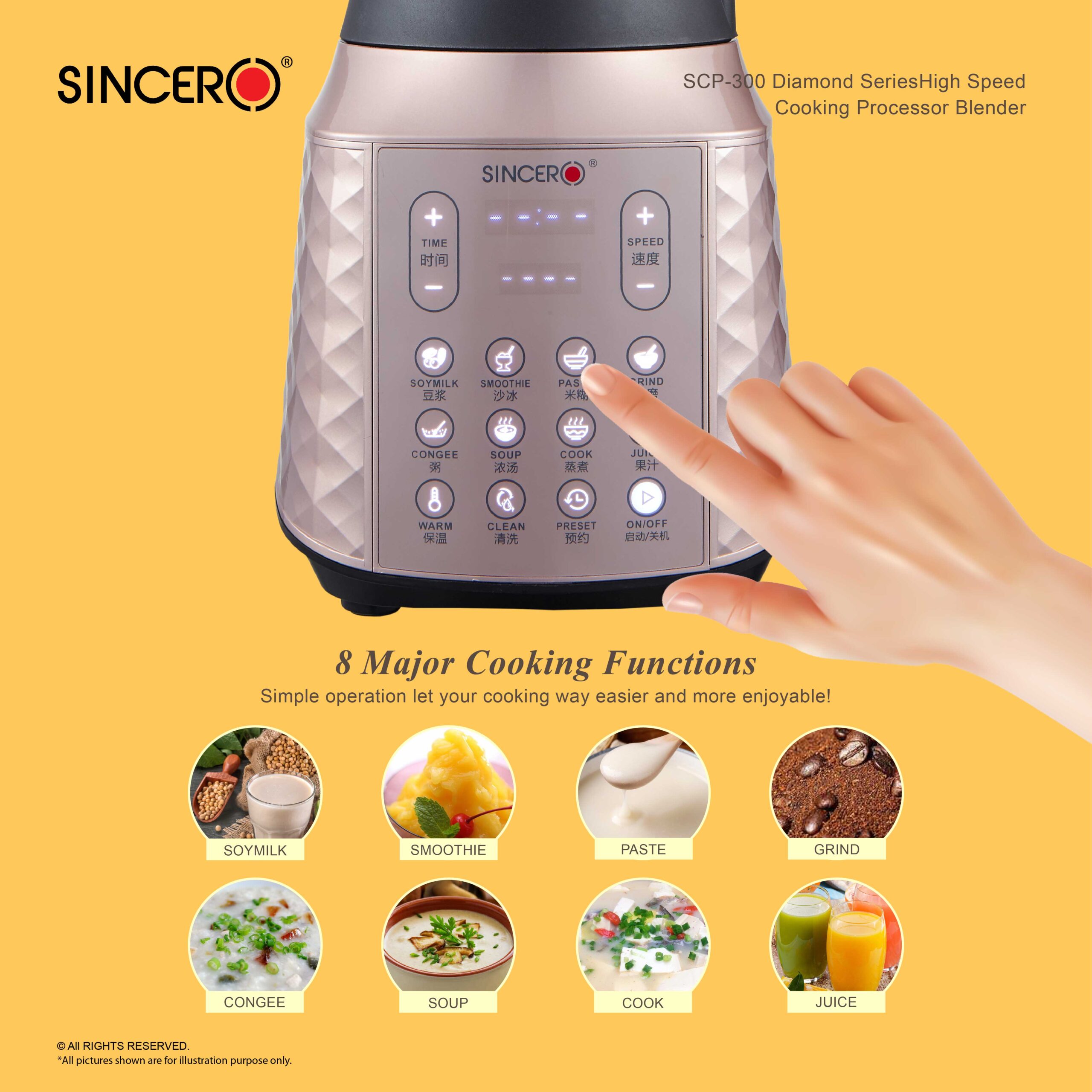 SCP-300 Diamond Series High Speed Cooking 8 Blade Processor Blender thumbnail 5