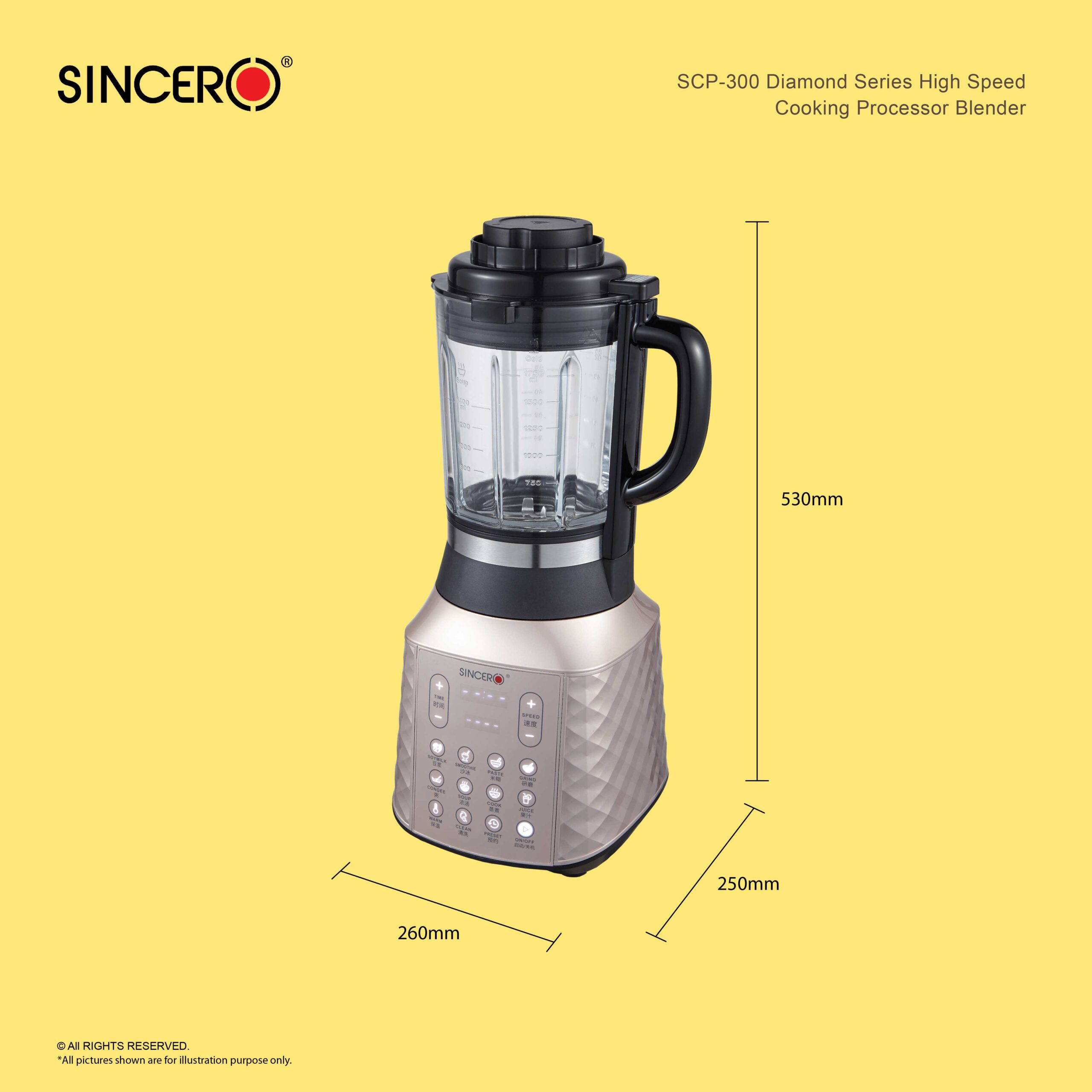 SCP-300 Diamond Series High Speed Cooking 8 Blade Processor Blender thumbnail 11