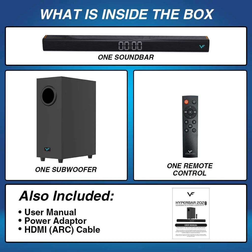 HYPERBAR 202 Bluetooth 100W Soundbar with Wired Subwoofer thumbnail 8